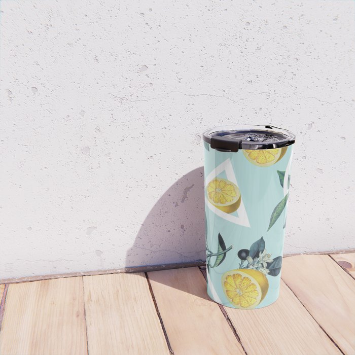 Geometric and Lemon pattern III Travel Mug Gallery Image 4