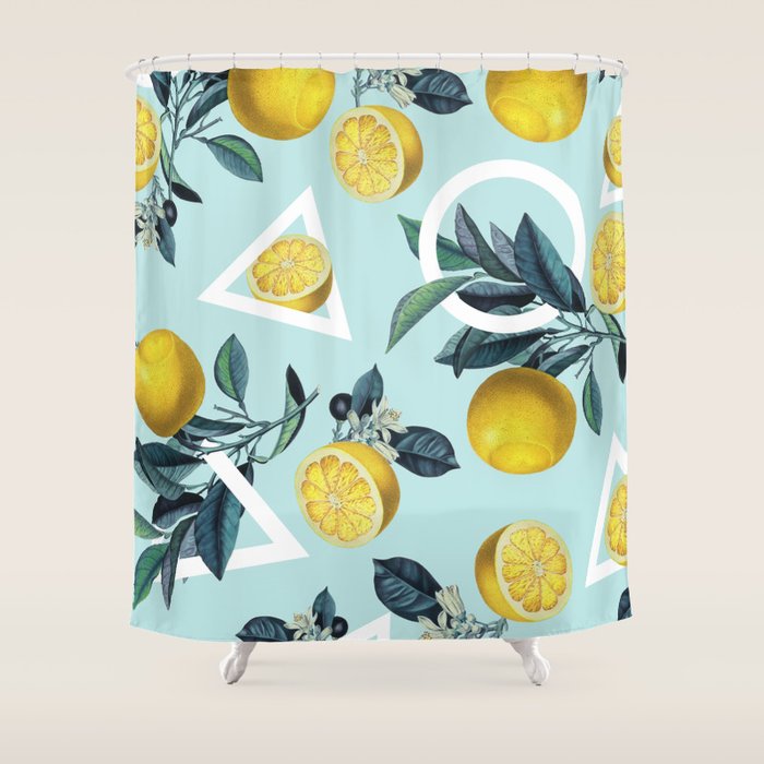 Geometric and Lemon pattern III Shower Curtain Gallery Image 1