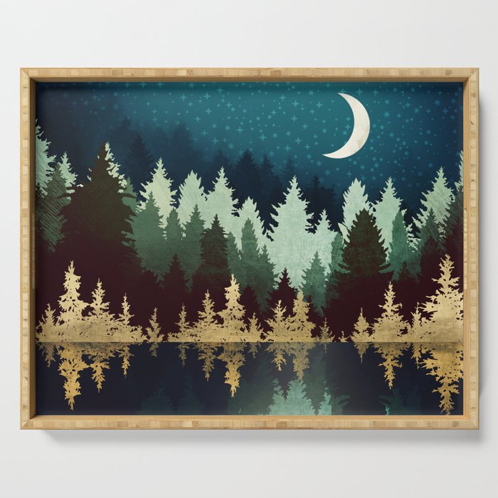 Star Forest Reflection Serving Tray Gallery Image 1
