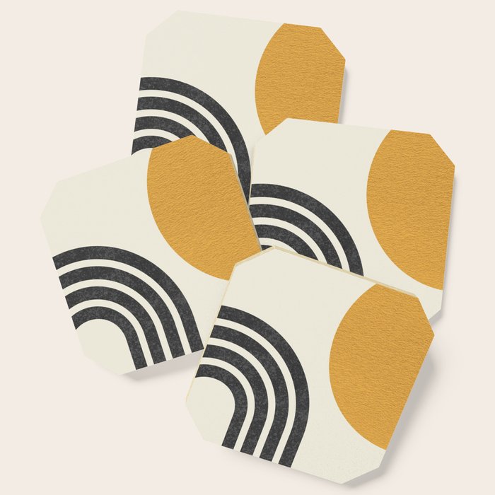 Mid century modern Sun and Rainbow Coaster Gallery Image 1