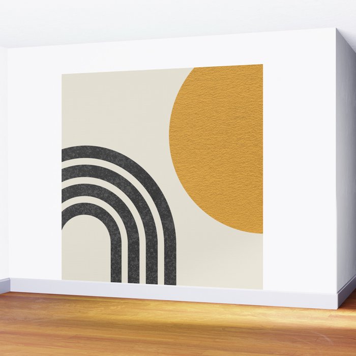 Mid century modern Sun and Rainbow Wall Mural Gallery Image 2