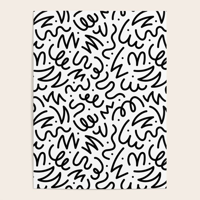Fun black line doodle art pattern Poster Gallery Image 4