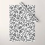 Fun black line doodle art pattern Wrapping Paper Gallery Image 1
