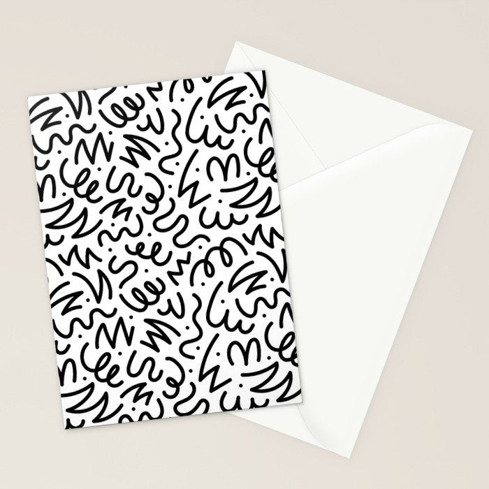 Fun black line doodle art pattern Stationery Card Gallery Image 2