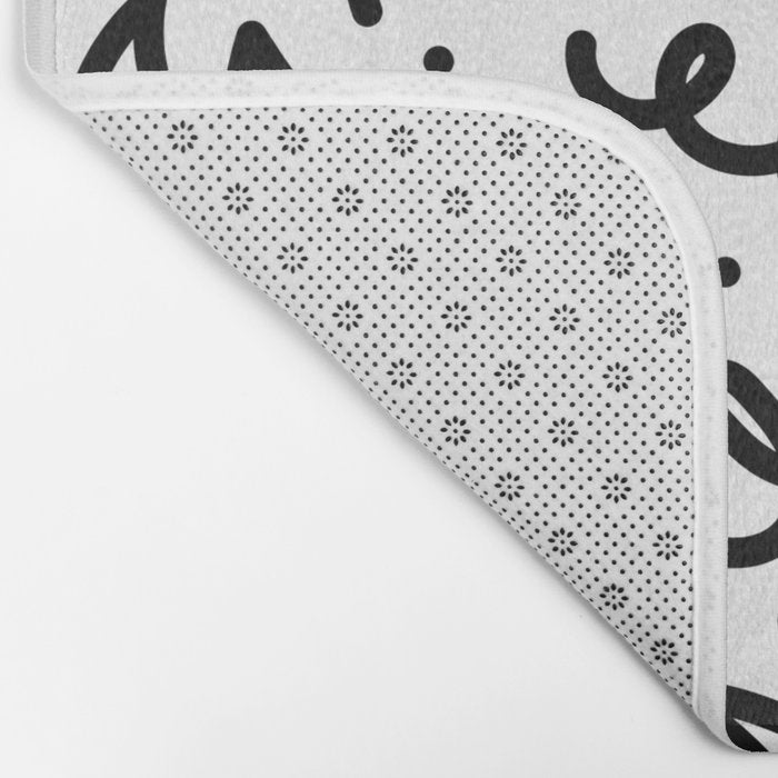 Fun black line doodle art pattern Bath Mat Gallery Image 2