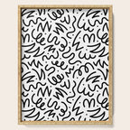 Fun black line doodle art pattern Serving Tray Gallery Image 1