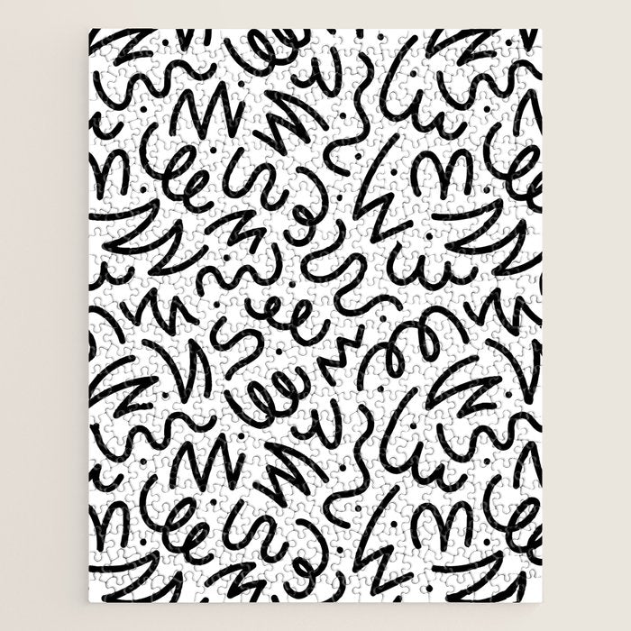 Fun black line doodle art pattern Jigsaw Puzzle Gallery Image 1