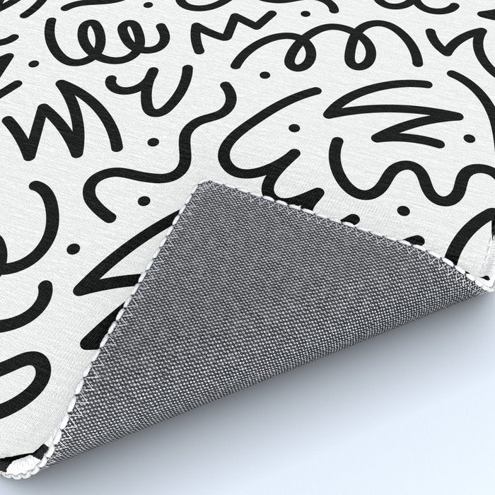 Fun black line doodle art pattern Rug Gallery Image 4