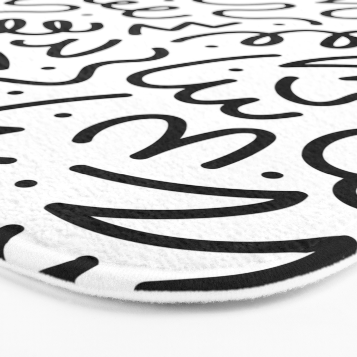 Fun black line doodle art pattern Bath Mat Gallery Image 3