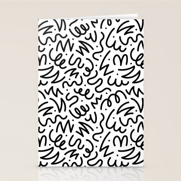 Fun black line doodle art pattern Stationery Card Gallery Image 1
