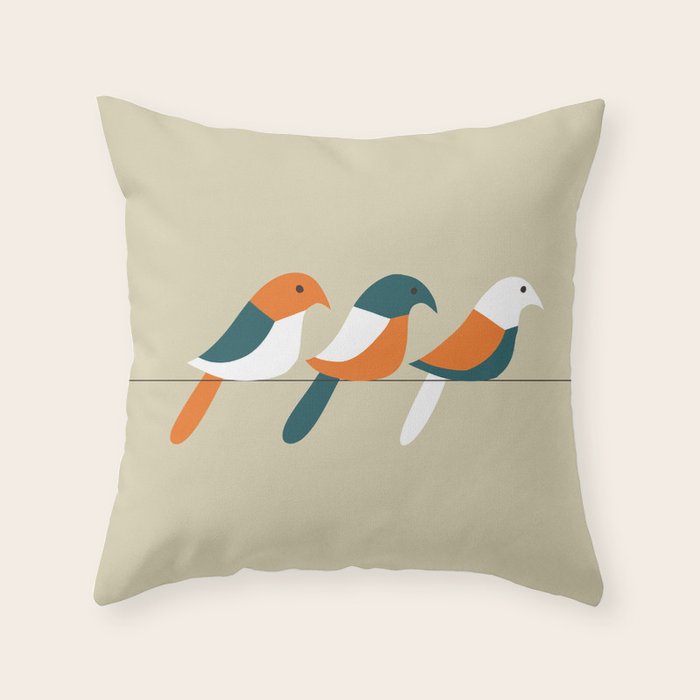 Birds on wire Throw Pillow Gallery Image 1