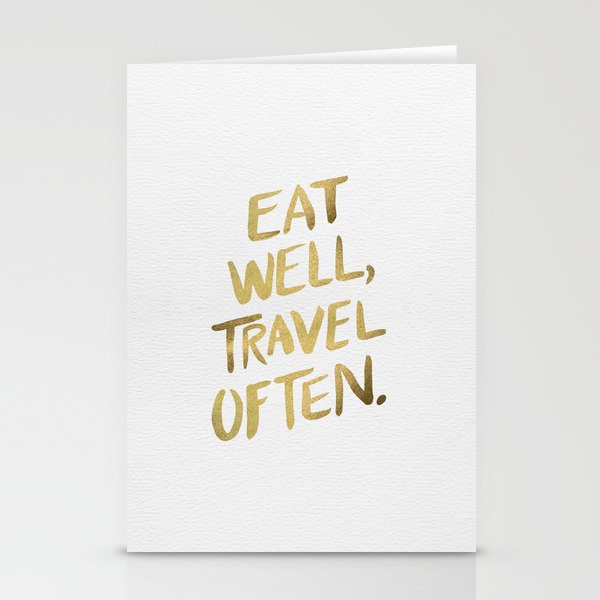 Eat Well Travel Often on Gold Stationery Card Gallery Image 2