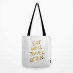Eat Well Travel Often on Gold Tote Bag Gallery Image 2
