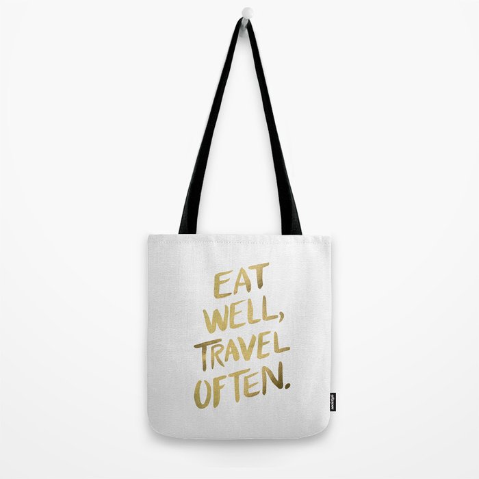 Eat Well Travel Often on Gold Tote Bag Gallery Image 2