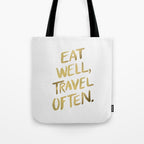 Eat Well Travel Often on Gold Tote Bag Gallery Image 1