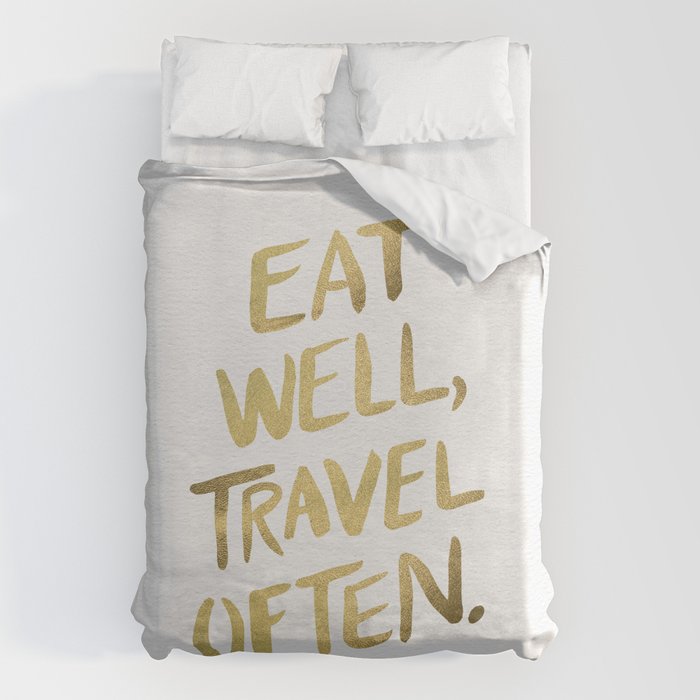 Eat Well Travel Often on Gold Duvet Cover Gallery Image 6