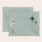1950s Atomic Age Minimalist Starburst Pair in Black and 50s Celadon Teal Solid Placemat Gallery Image 1