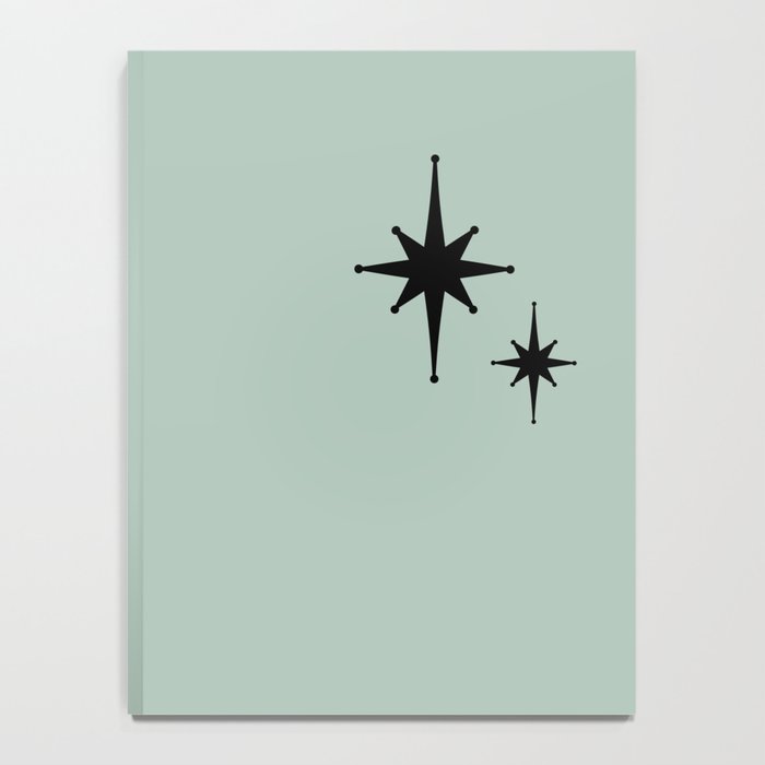 1950s Atomic Age Minimalist Starburst Pair in Black and 50s Celadon Teal Solid Notebook Gallery Image 4