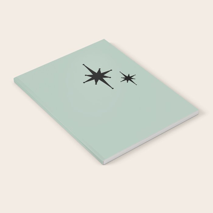 1950s Atomic Age Minimalist Starburst Pair in Black and 50s Celadon Teal Solid Notebook Gallery Image 2