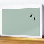 1950s Atomic Age Minimalist Starburst Pair in Black and 50s Celadon Teal Solid Wall Mural Gallery Image 2