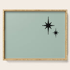 1950s Atomic Age Minimalist Starburst Pair in Black and 50s Celadon Teal Solid Serving Tray Gallery Image 1