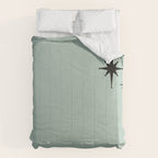 1950s Atomic Age Minimalist Starburst Pair in Black and 50s Celadon Teal Solid Comforter Gallery Image 6