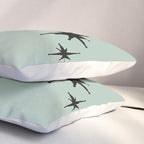 1950s Atomic Age Minimalist Starburst Pair in Black and 50s Celadon Teal Solid Pillow Sham Gallery Image 3
