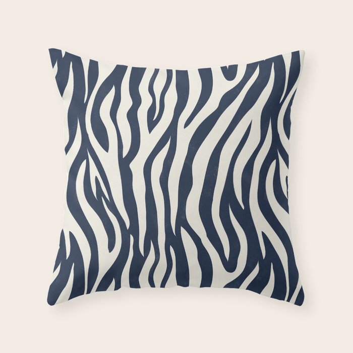 Zebra Stripes In Midnight Blue Throw Pillow Gallery Image 6