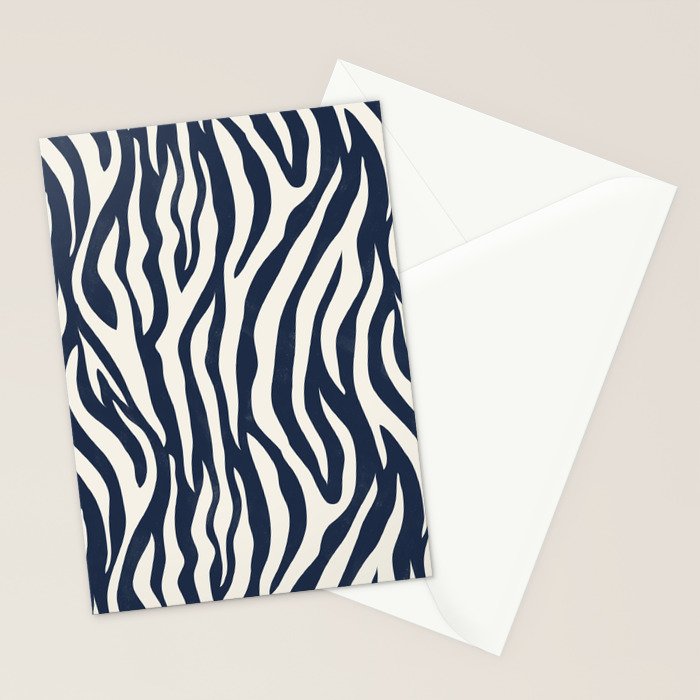 Zebra Stripes In Midnight Blue Stationery Card Gallery Image 2