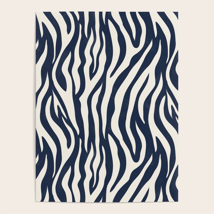 Zebra Stripes In Midnight Blue Poster Gallery Image 1