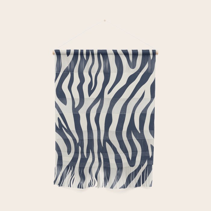 Zebra Stripes In Midnight Blue Wall Hanging Gallery Image 1