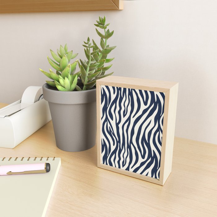 Zebra Stripes In Midnight Blue Mini Art Print Gallery Image 2