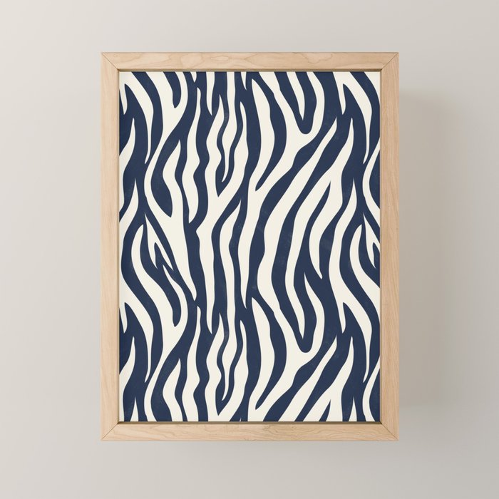 Zebra Stripes In Midnight Blue Mini Art Print Gallery Image 1