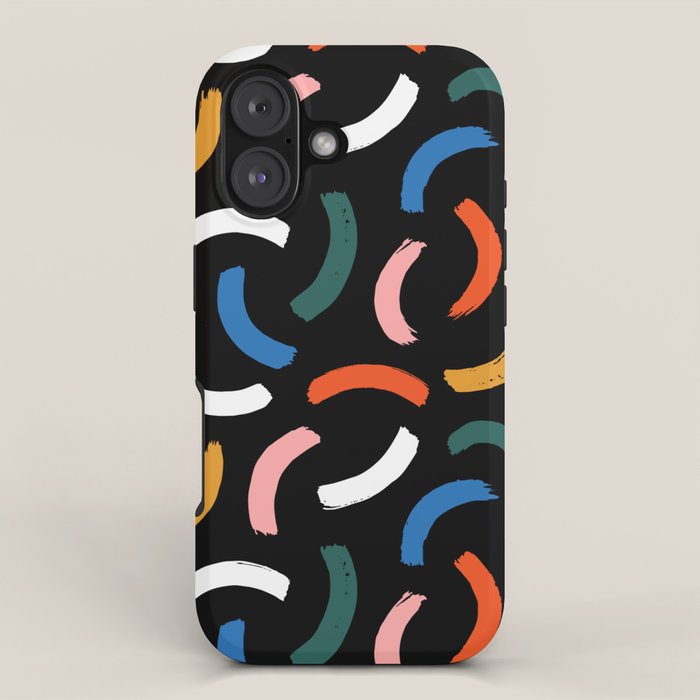 Colorful paint brush stroke line art pattern iPhone Case Gallery Image 1