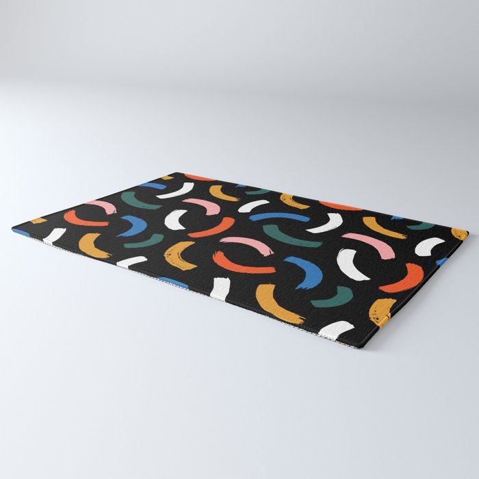 Colorful paint brush stroke line art pattern Rug Gallery Image 3