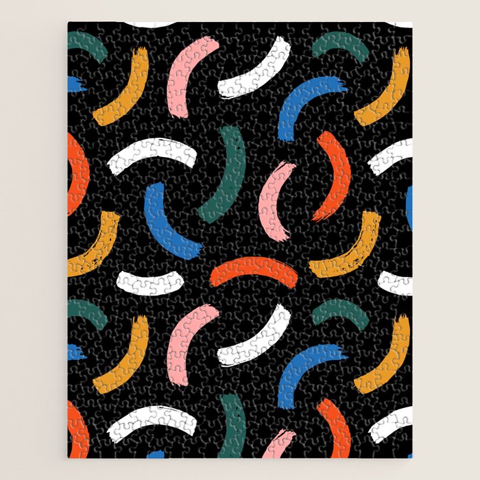Colorful paint brush stroke line art pattern Jigsaw Puzzle Gallery Image 1