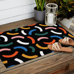 Colorful paint brush stroke line art pattern Outdoor Rug Gallery Image 2