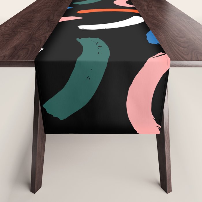 Colorful paint brush stroke line art pattern Table Runner Gallery Image 1