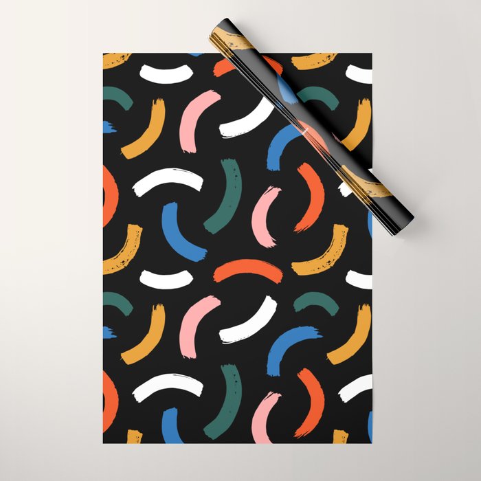 Colorful paint brush stroke line art pattern Wrapping Paper Gallery Image 1