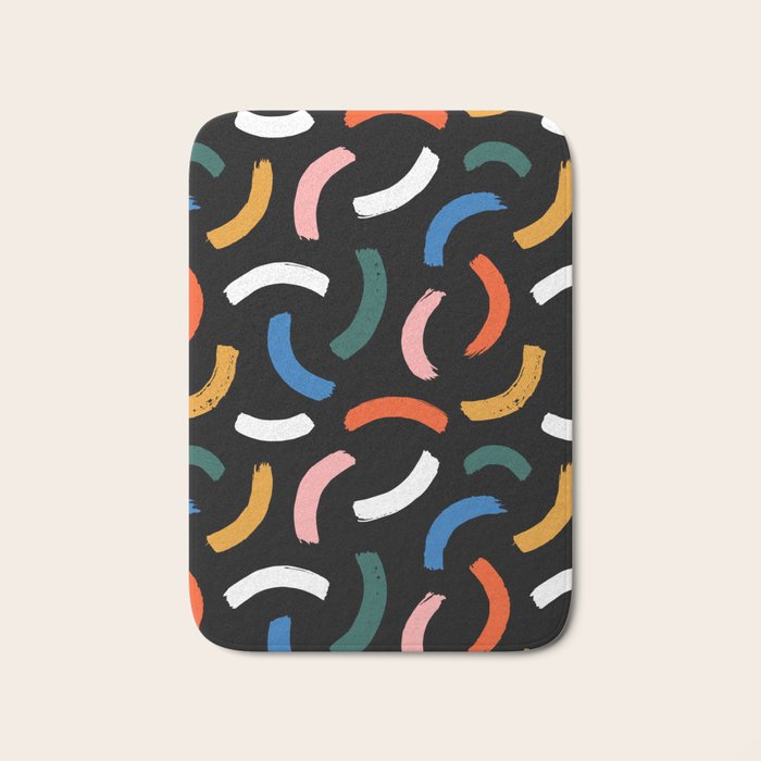 Colorful paint brush stroke line art pattern Bath Mat Gallery Image 1