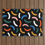 Colorful paint brush stroke line art pattern Outdoor Rug Gallery Image 1