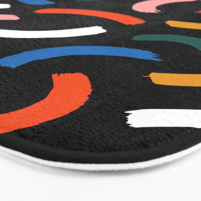 Colorful paint brush stroke line art pattern Bath Mat Gallery Image 3