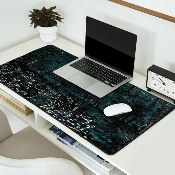 Dark Teal Van Gogh Trees & Underwood Desk Mat Gallery Image 2