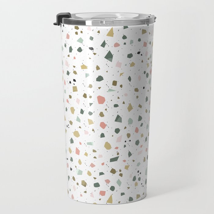 terrazzo stracciatella marble texture decorative pattern Travel Mug Gallery Image 3