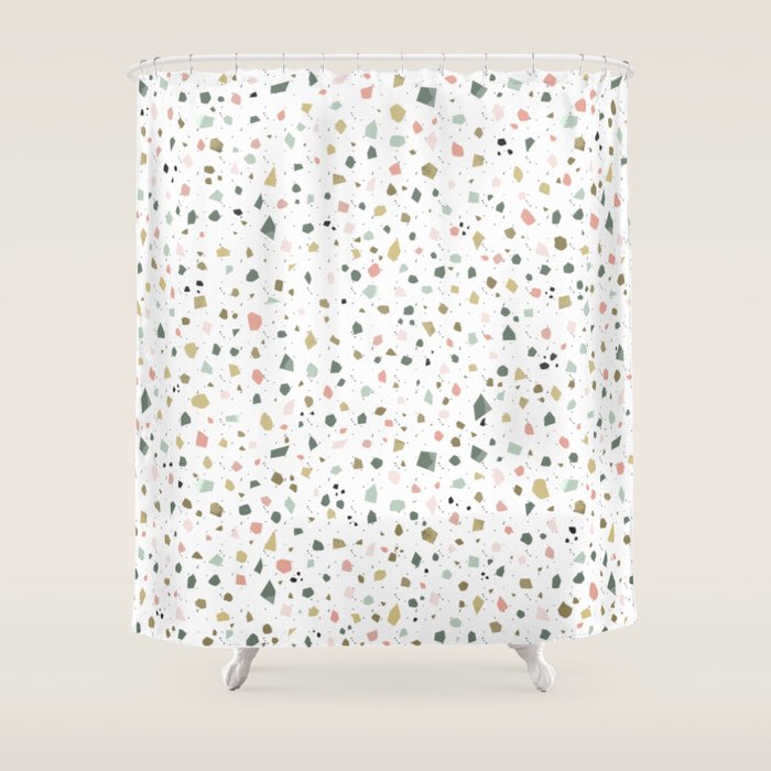 terrazzo stracciatella marble texture decorative pattern Shower Curtain Gallery Image 1