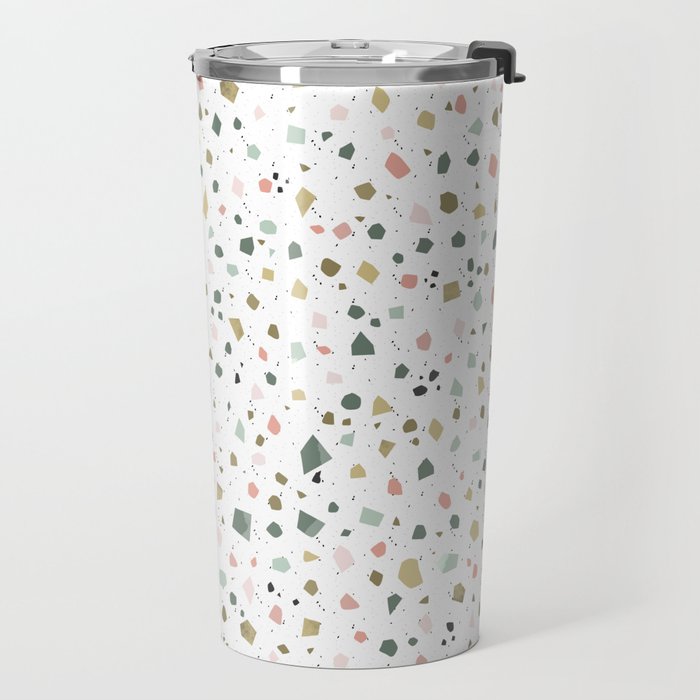 terrazzo stracciatella marble texture decorative pattern Travel Mug Gallery Image 2