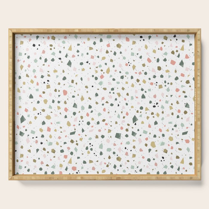 terrazzo stracciatella marble texture decorative pattern Serving Tray Gallery Image 1