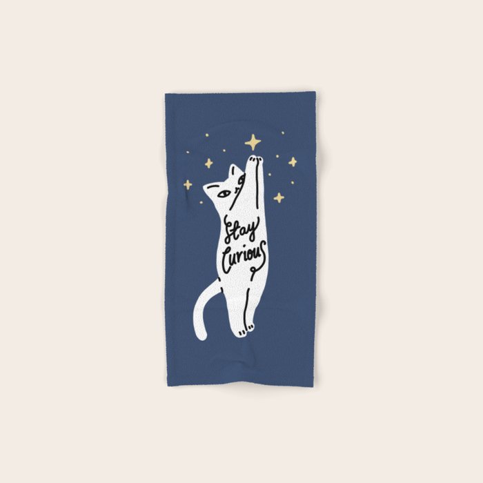 Stay Curious Cat Bath Towel Gallery Image 1