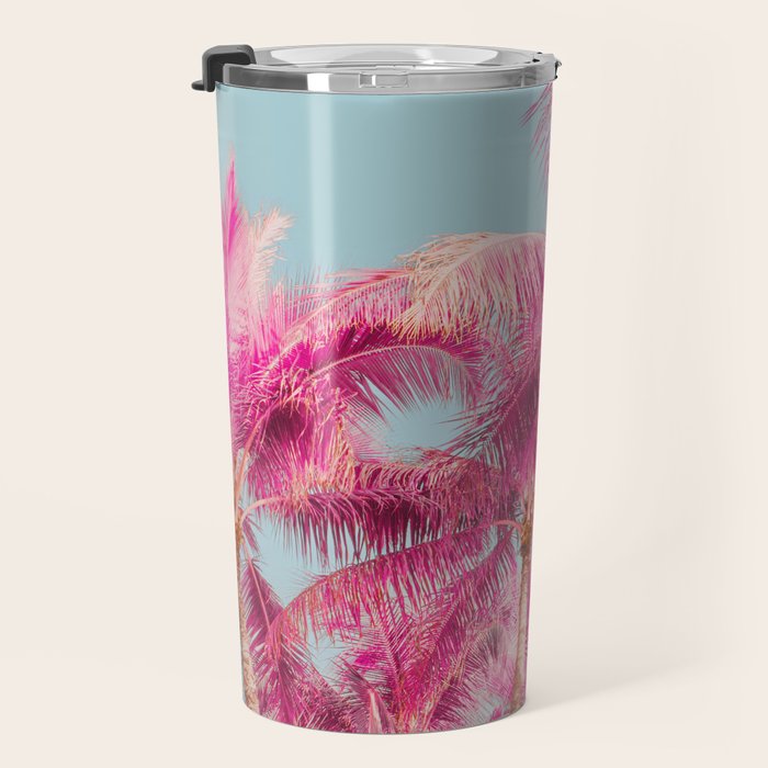 Pink Palm Trees - Surreal Nature Photography Print Travel Mug Gallery Image 3