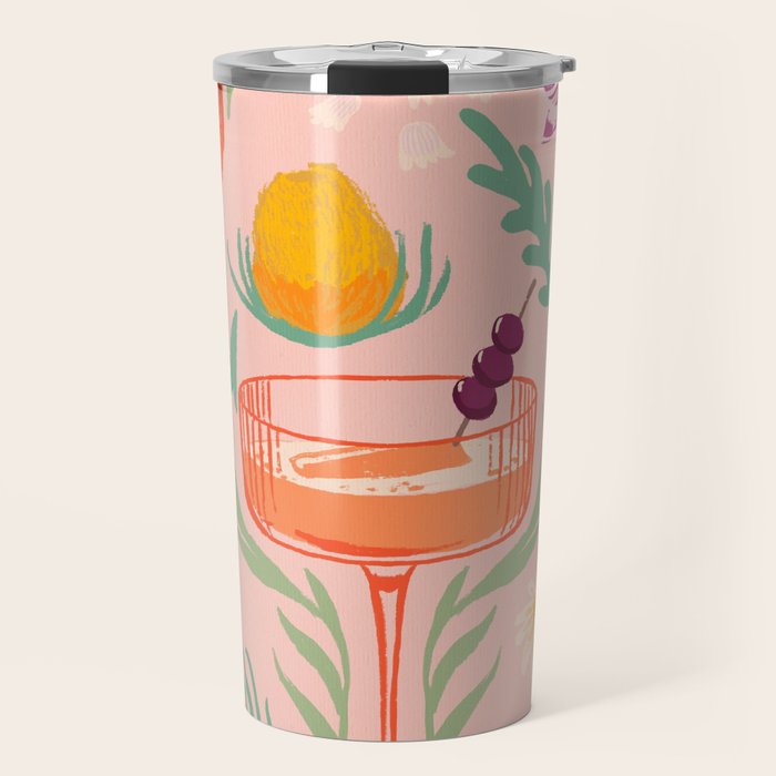 Vintage Flower Market Cocktail Bar Poster Travel Mug Gallery Image 1